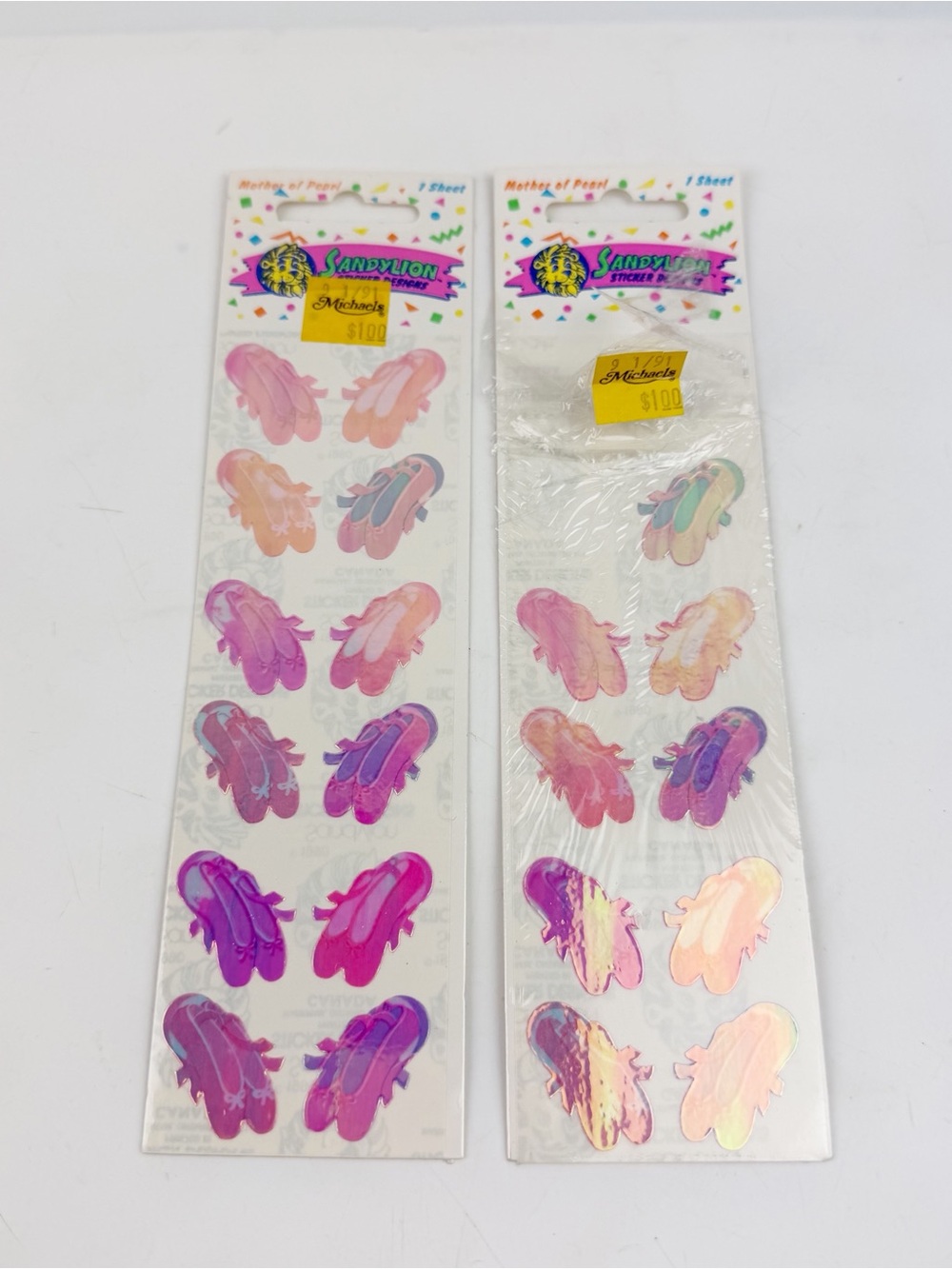 Vtg 90s Sandylion Prismatic Ballet Slippers Dance Sticker Sheet & Open Partial
